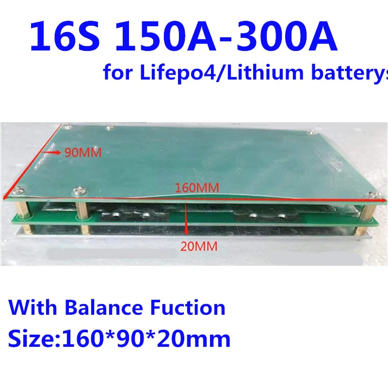 16S BMS 48V Lifepo4 60V литий ионная плата защиты аккумулятора 150A 200A 250A 300A с