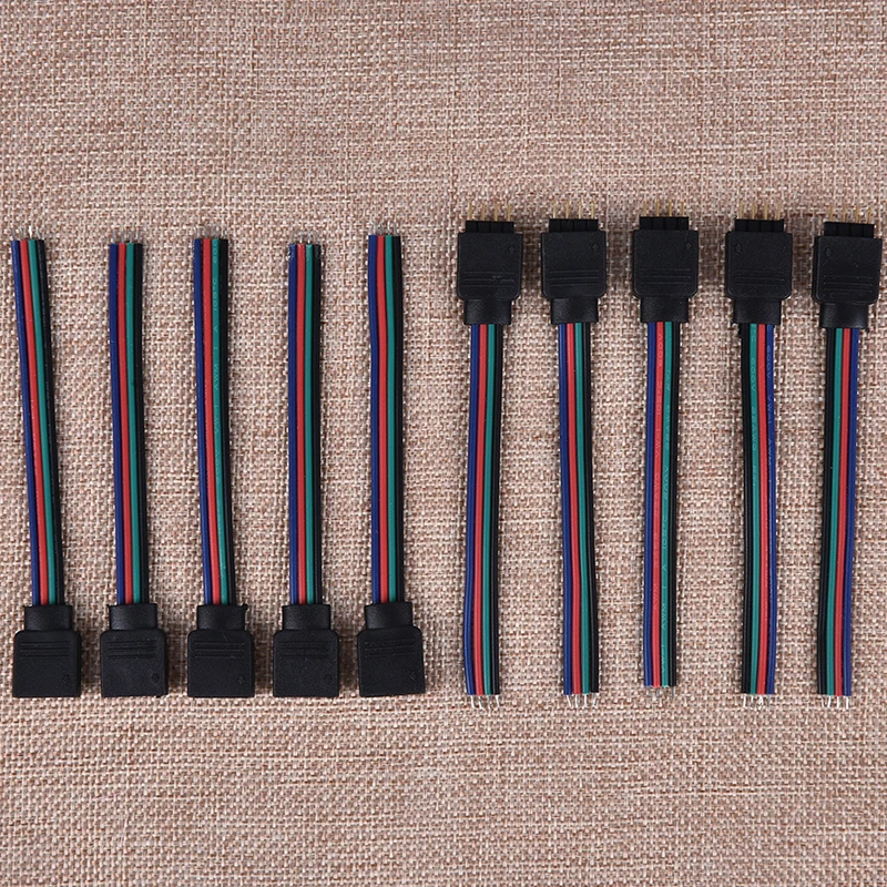 

10Pcs 5Pairs 4Pin Male + Female Connector Cable Wire For 3528 5050 LED Strip Light