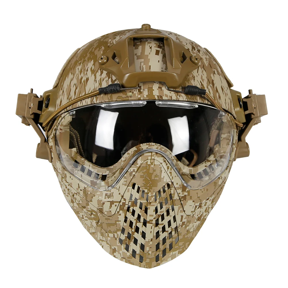 Tactical Full Face Helmet Mask with Protective Goggles Airsoft Safety Combat Wargame CS Helmet Hunting Shooting Paintball Helmet