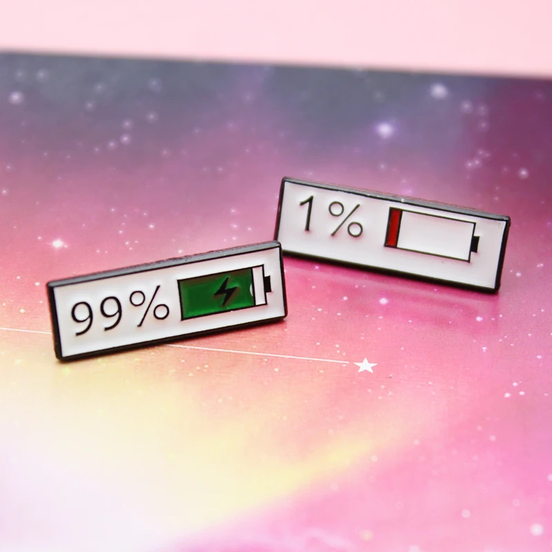 Модные металлические эмалированные броши на батарейках процент 99% 1% зеленый