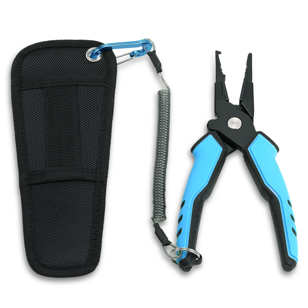 Fishing Plier Рыболовные плоскогубцы из алюминиевого сплава, рукоятка, разъемное кольцо, резак, рыболовный держатель, снасти с оболочкой и выдвижным тросом, комбинированные крючки для удаления - Цвет: Fishing Plier