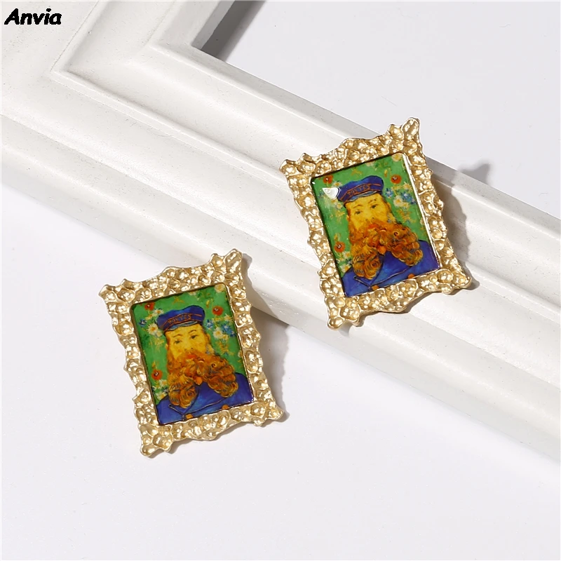 Женские серьги гвоздики с изображением дукера Моны Лизы Винсента Ван Гога