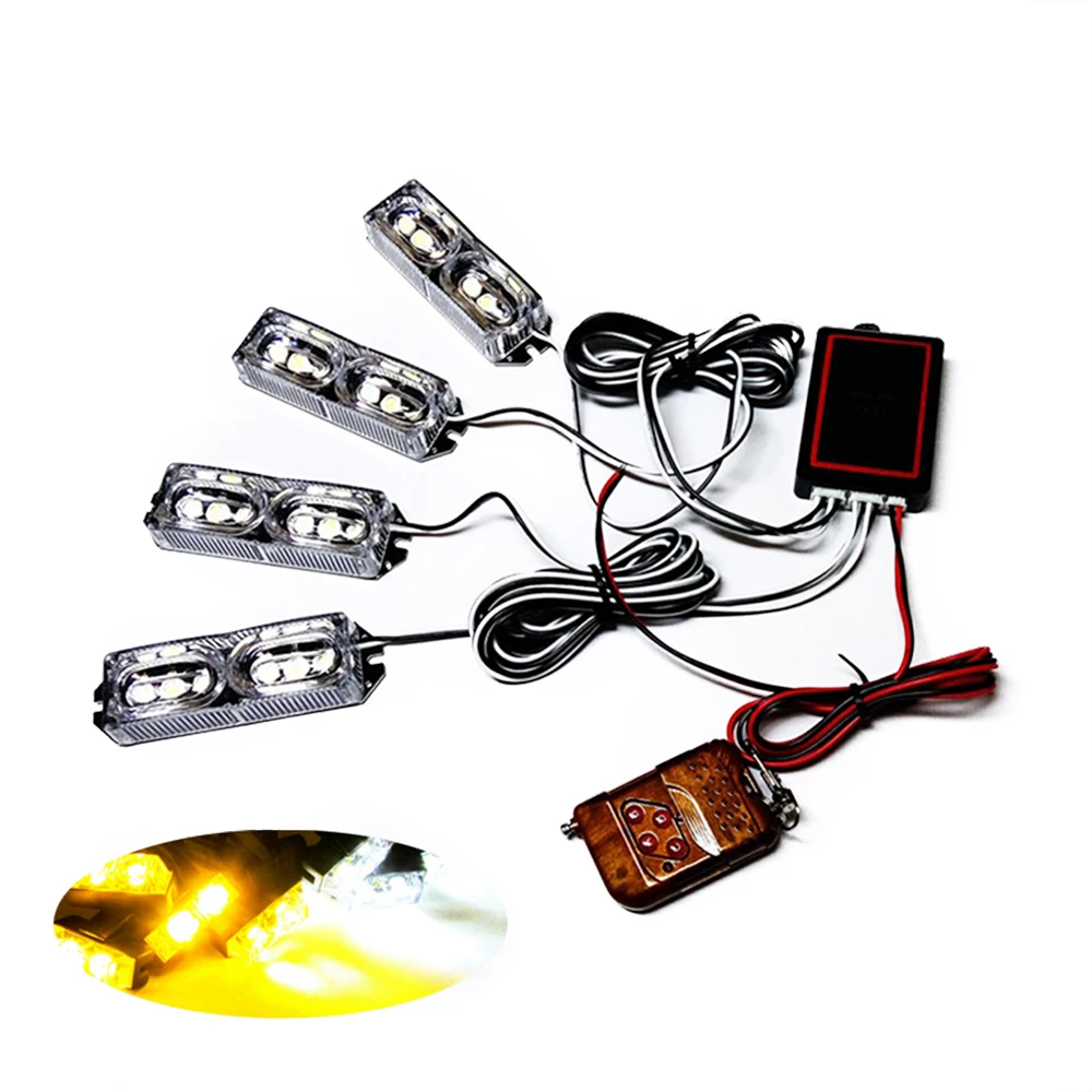 HEHEMM 4 X 6 LED Strobe Warning Light Car Flash Lamp for Emergency Vehicles 24W Red Blue | Автомобили и мотоциклы