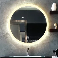 CTL304 50CM Upgrade 2-color Light Smart Mirror Wall-mounted LED Bathroom Mirror Round Touch Screen Vanity Mirror 110V/220V