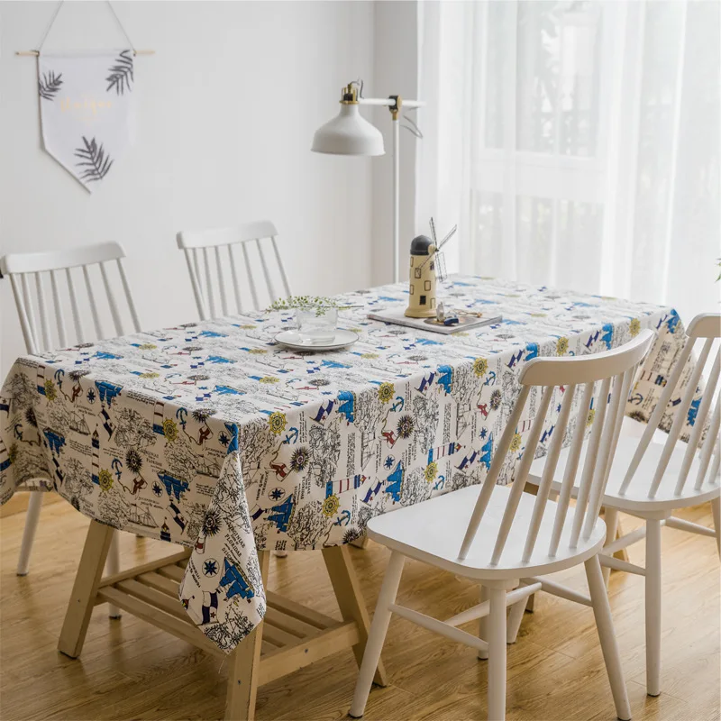 

Мультяшная скатерть из хлопка и льна для стола, скатерть для стола, скатерть для журнального столика, украшение для вечеринки, дня рождения