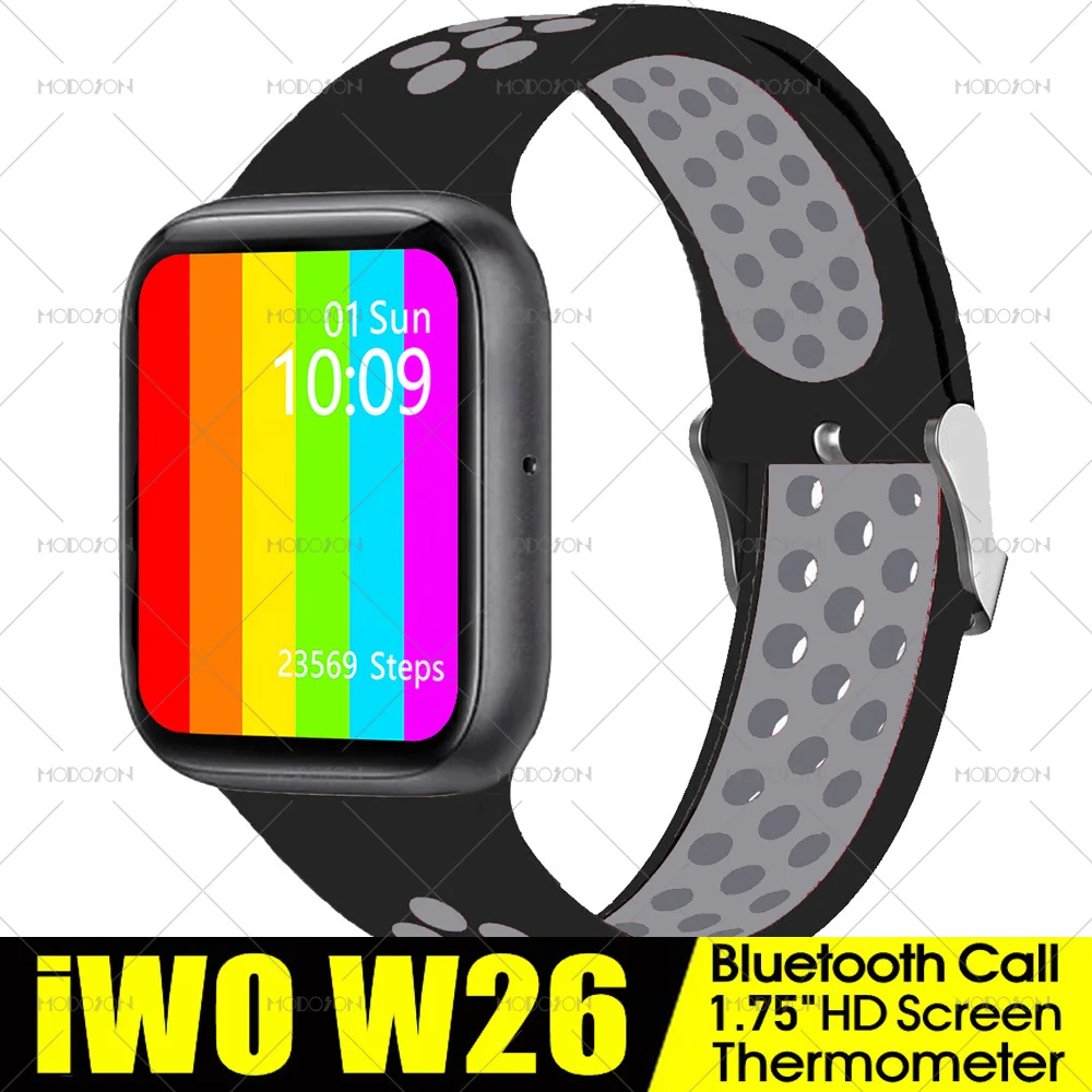 Смарт часы iwo W26 W26M Series 6 1 75 дюйма Bluetooth пульсометр ЭКГ термометр|Смарт-часы| |