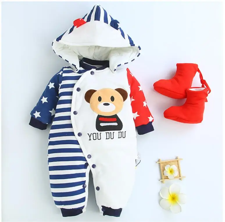 Женский теплый зимний комбинезон с длинным рукавом и мультяшным рисунком