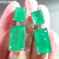 top quality real 925 sterling silver simulate diamond gemstones green emerald earrings fine jewelry wedding gifts for women 2021