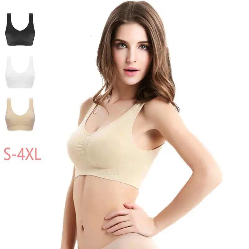 Женский бюстгальтер черного цвета без подкладки размера плюс бесшовный с