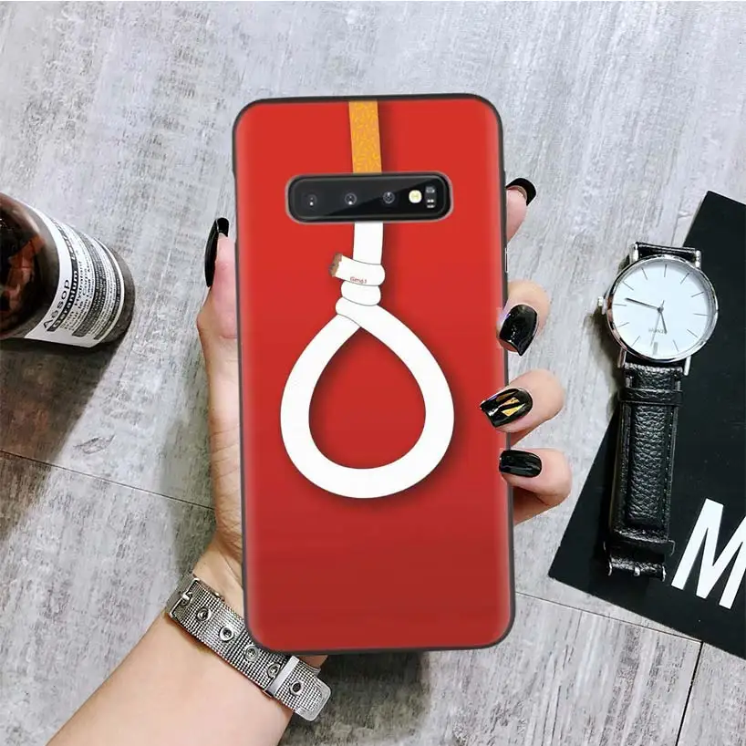 Зажигалка сигарета черный чехол для телефона для samsung Galaxy S10+ Plus Lite Note 10 9 8 S9 S8 J4 J6+ Plus S7 S6 Edge Coque