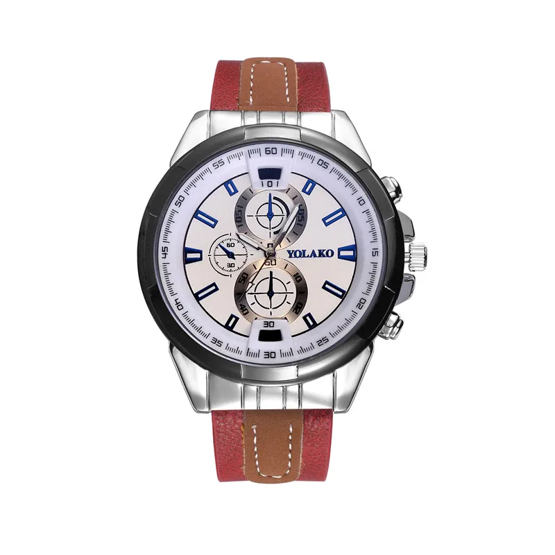 Мужские повседневные спортивные кварцевые часы люксовый бренд с кожаным