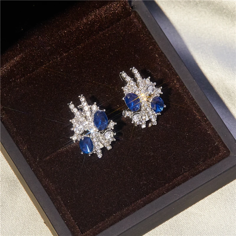 

Fashion exquisite charming blue zircon earrings women's luxury romantic temperament banquet Valentine's day jewelry gifts