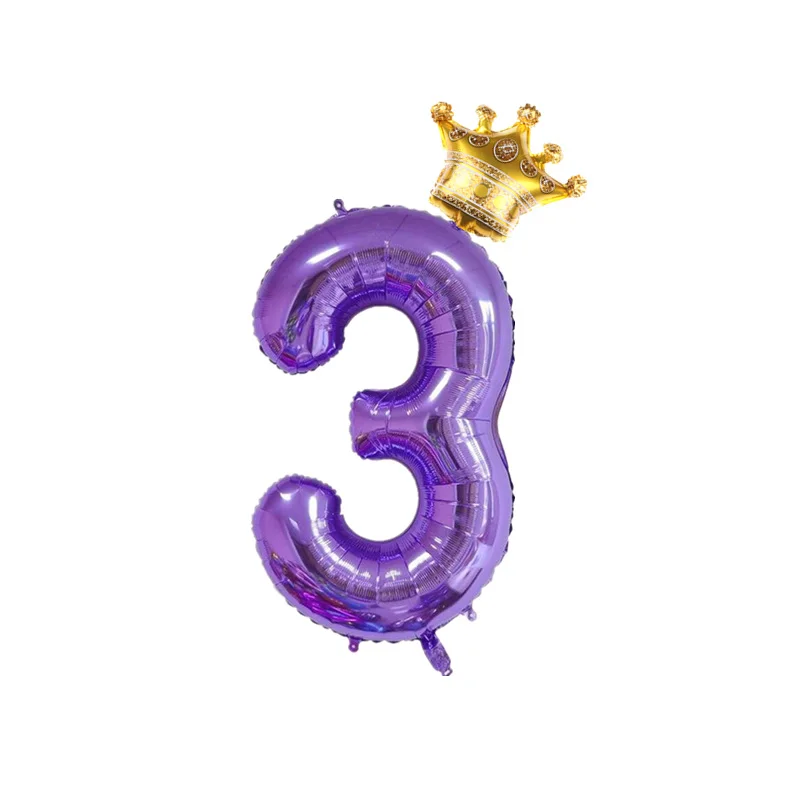 Шары воздушные из фольги в виде золотистой короны 40 дюймов 0 9 цифр 2 шт.|Воздушные