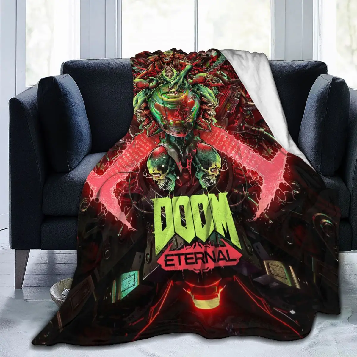 

Popular Game Doom Eternal Throw Blanket For Home Decor Graphic Print Flannel Fleece Blanket Throw Gifts For Friend