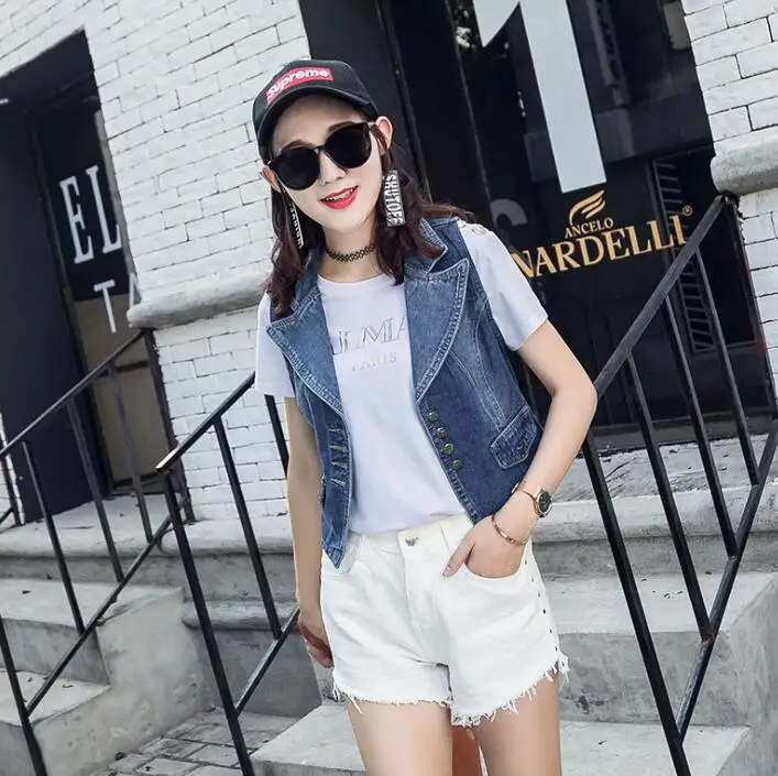 Классические винтажные джинсы для женщин Приталенный жилет весна лето женская