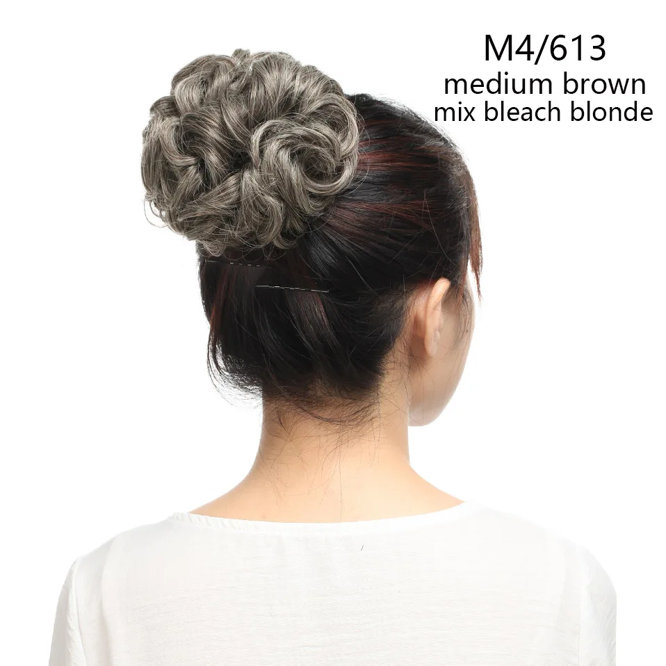 M4-613 SNOILITE короткий кудрявый шиньон волос булочки для волос с эластичным шнурком Updo булочки для волос Синтетические заколки для волос - Цвет: M4-613