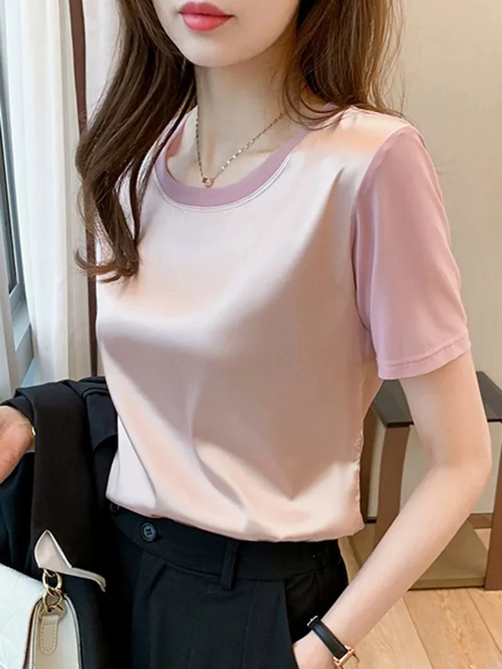 

Women green Cotton Fashion Cotton Ladies Tee Shirt Short Sleeve Tops Tee Shirt