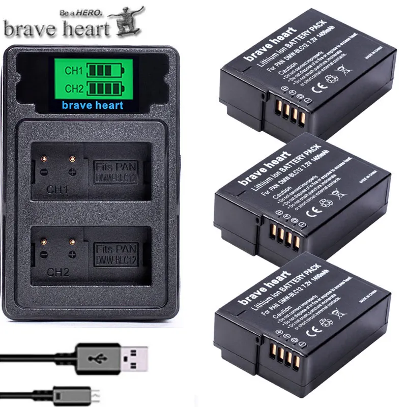 3x DMW BLC12 7 2 V/1400 мАч литий ионная аккумуляторная батарея для цифрового фотоаппарата