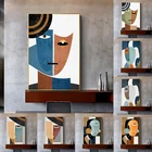 Современная Скандинавская абстрактная Геометрическая фигурка, Настенная картина с изображением лица, холст, живопись, плакаты, принты для гостиной, украшение для дома