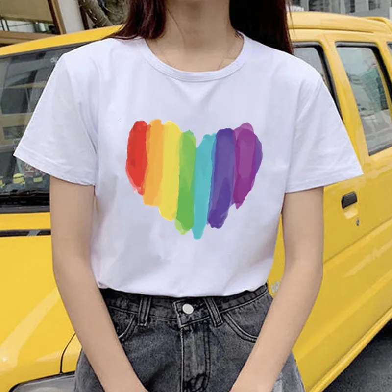 Kawaii ЛГБТ Футболка Love Wins Is Bisexual лесбиянок геев Радужный женский топ футболка