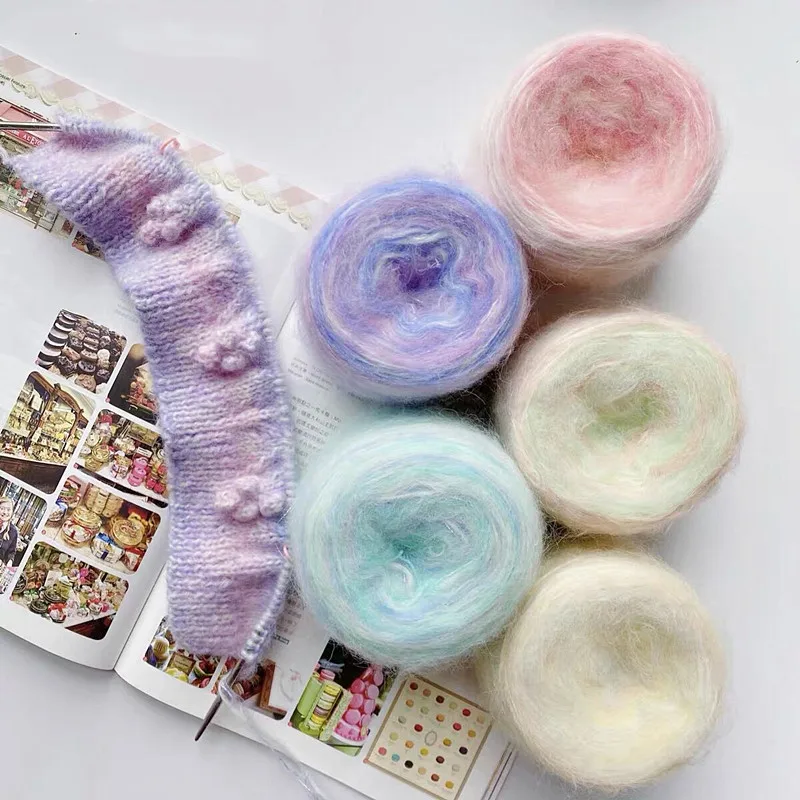 100 г/680 м/шар градиентная влюбленная мохеровая шерстяная пряжа из Анголы плюшевая