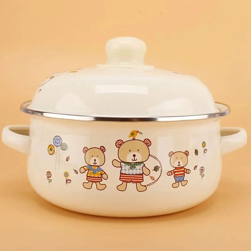 

Enamel Pot Enamel Enamel Soup Pot Old-fashioned Binaural Pot with Lid Saucepan Instant Noodle Pot Induction Cooker Gas Universal
