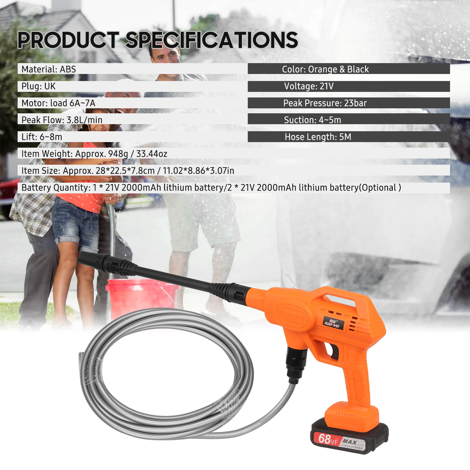 Продажа Мойка Автомобильная портативная под высоким давлением, аппарат для мойки автомобилей, 21 в