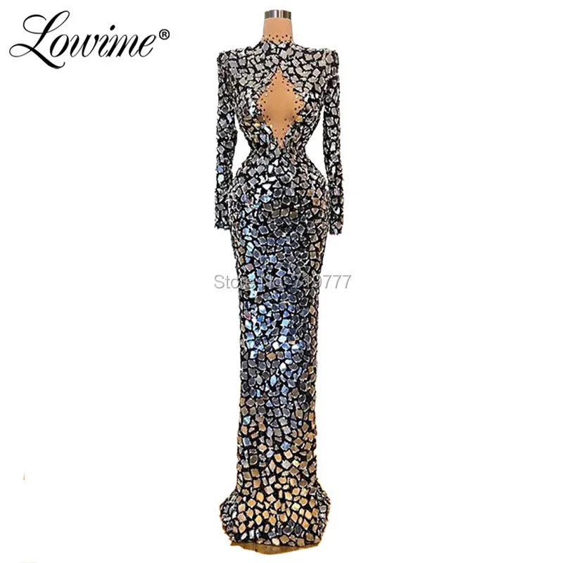 Elegant Crystals Evening Dress Dubai Cut-out Beaded Party Gown 2020 Saudi Arabia Kaftans Turkish Prom Dresses Long Mermaid Dress