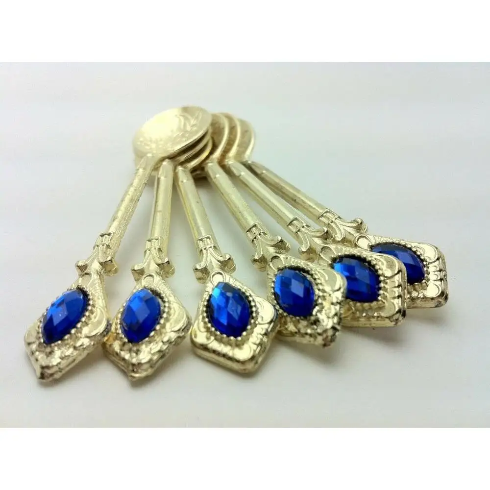 Чайные ложки 6 шт. декоративные подарочные Кристаллы Красочный античный вид