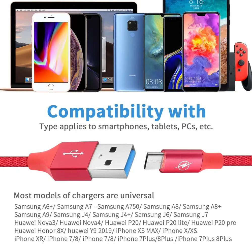 10 шт. кабель Micro USB для зарядного устройства [сертифицирован Apple MFi] 1 м (3 3 фута)