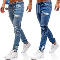fardress european and american mens denim fabric casual frosted zipper design sports jeans men