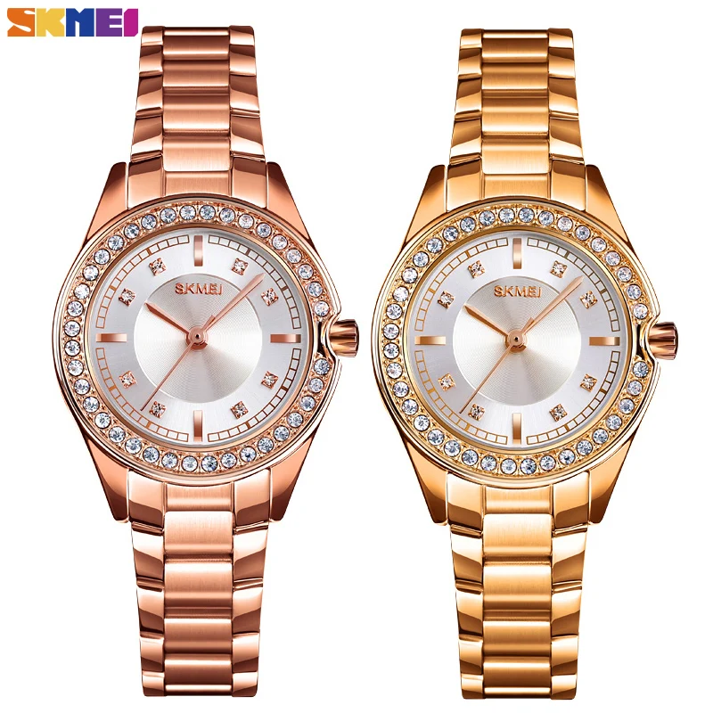 SKMEI Модные женские кварцевые часы инновационные бриллиантовые Наручные