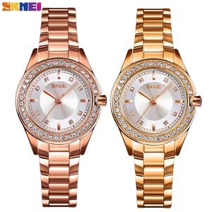 SKMEI Модные женские кварцевые часы, инновационные наручные часы с бриллиантами, женские часы, водонепроницаемые, с ремешком из нержавеющей стали, женские часы 1534