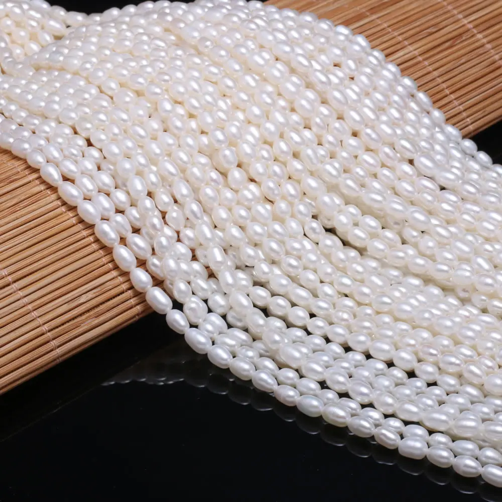 

New Rice-shaped White Freshwater AA Pearl Beads Simple And Stylish DIY Party Jewelry Gift Size 4-5mm