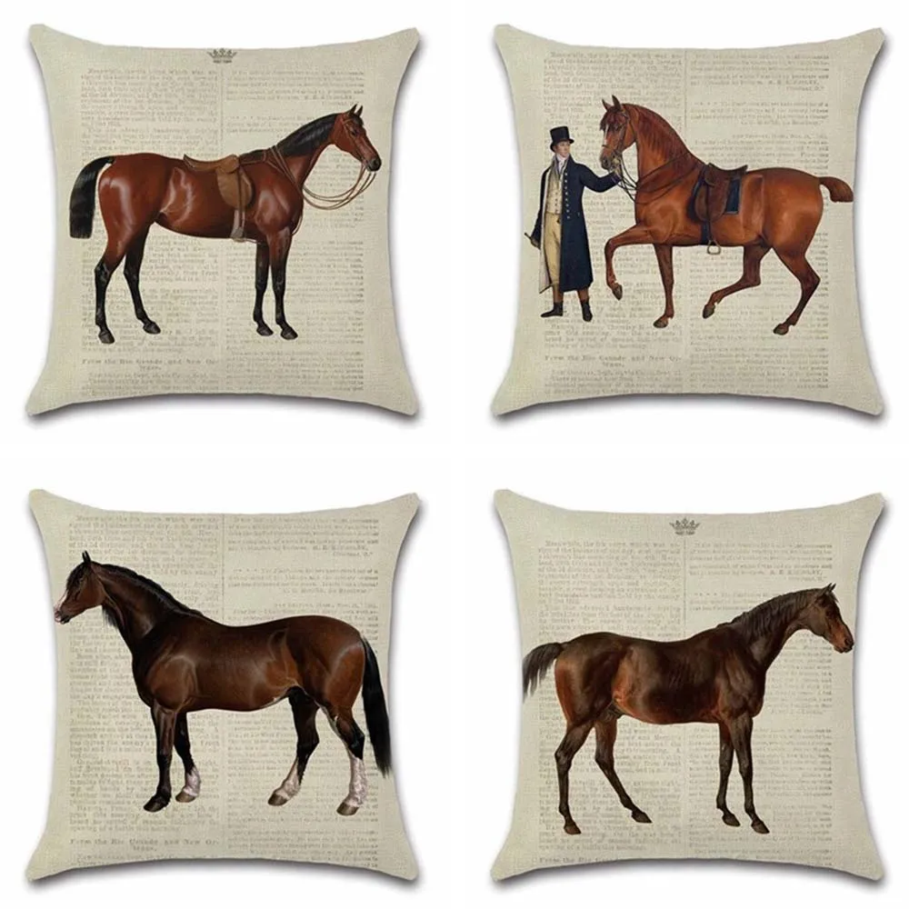 Винтаж лошадь узор бежевый чехол для подушки декоративные домашний диван кресло
