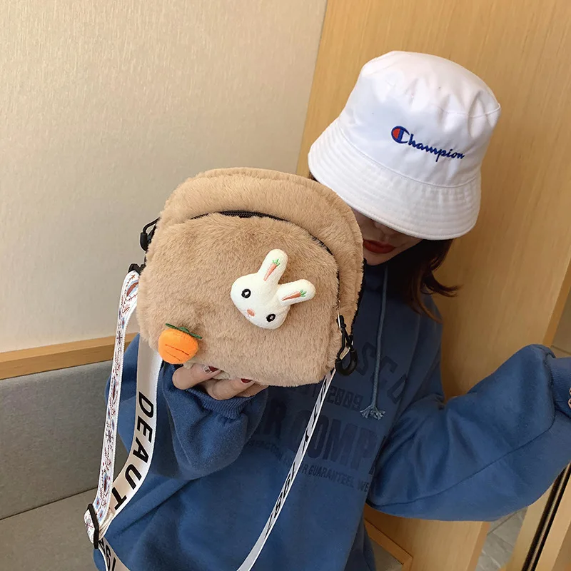 

New style Women plush shoulder bag fashion lamb hair bag female bag winter student messenger bag Fur bag