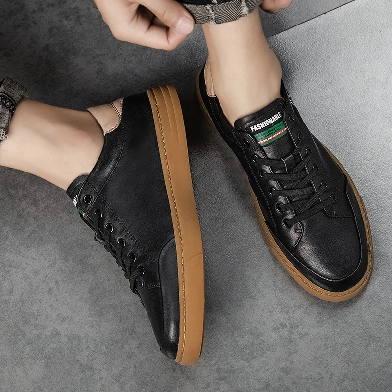 

Trend 2020 Young Casual Shoes For Boy Fashion Walking Shoes Men Genuine Leather Mens Designer Sneakers Luxury Brand Men Footwear