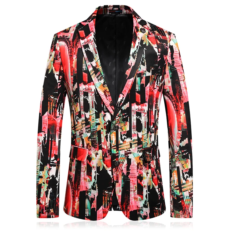 

Casual Party Events Men Blazers New Floral Print Hombre Business Office Meeting Suit Jacket Two-Buttons Wedding Slim Fit Blazers