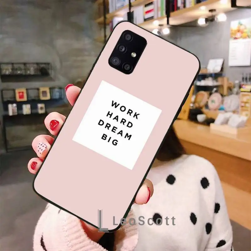

Girl Boss Pink Women power text slogan Phone Case For Samsung A50 A51 A52 A71 A31 A21S S8 S9 S10 S20 S21 Plus Fe Ultra