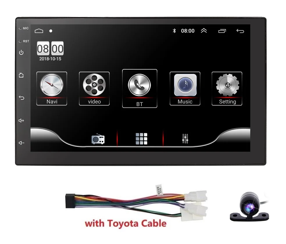 ToyotaCable Camera3 Универсальный 2 din Android 9,0 четырехъядерный автомобильный мультимедийный плеер gps Wifi BT Радио 4G SIM сеть 1024*600 SWC DAB Mic USB Navi карта - Цвет: ToyotaCable Camera3