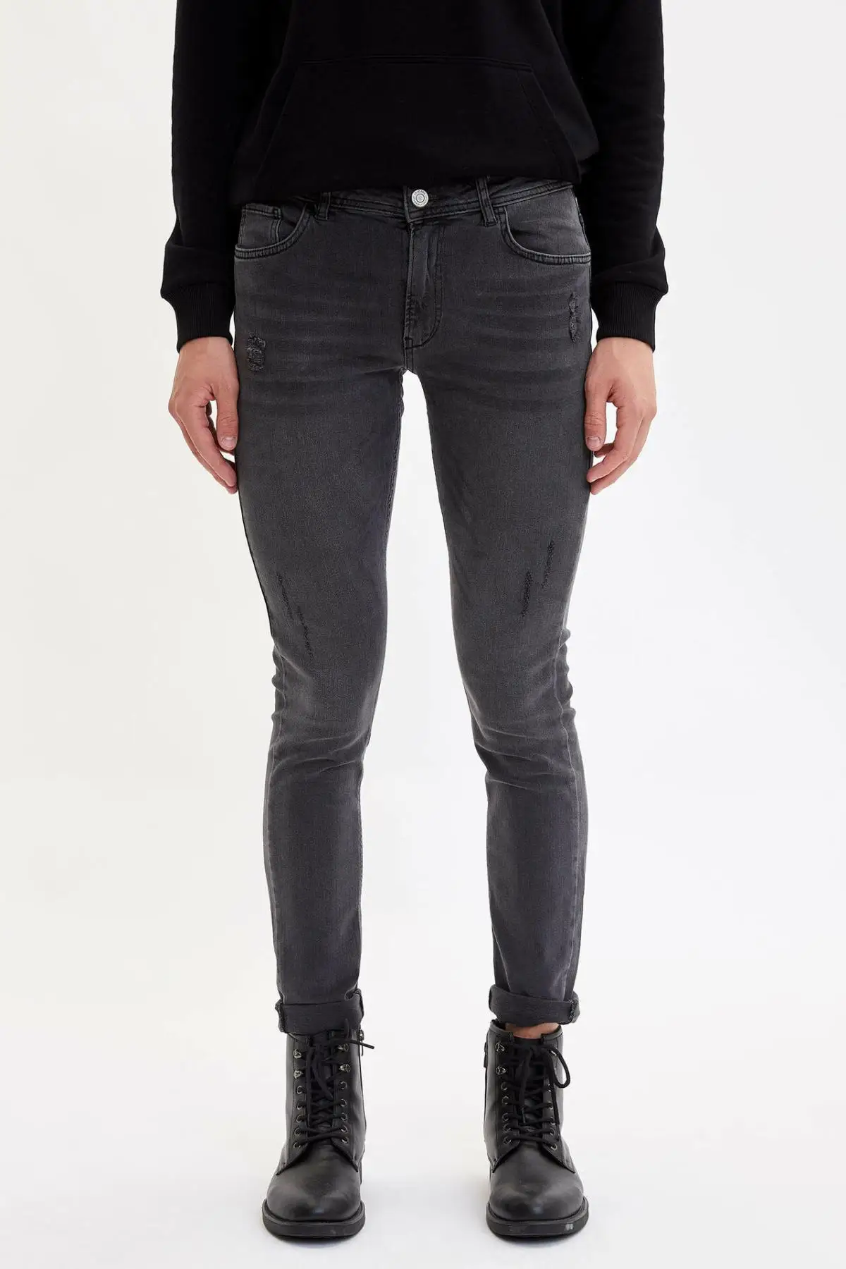 DeFacto Man Fashion Wash Gray Simple Trousers Jeans Casual Classic Slim Denim Elasticity Pants Male -L6717AZ19AU | Мужская одежда