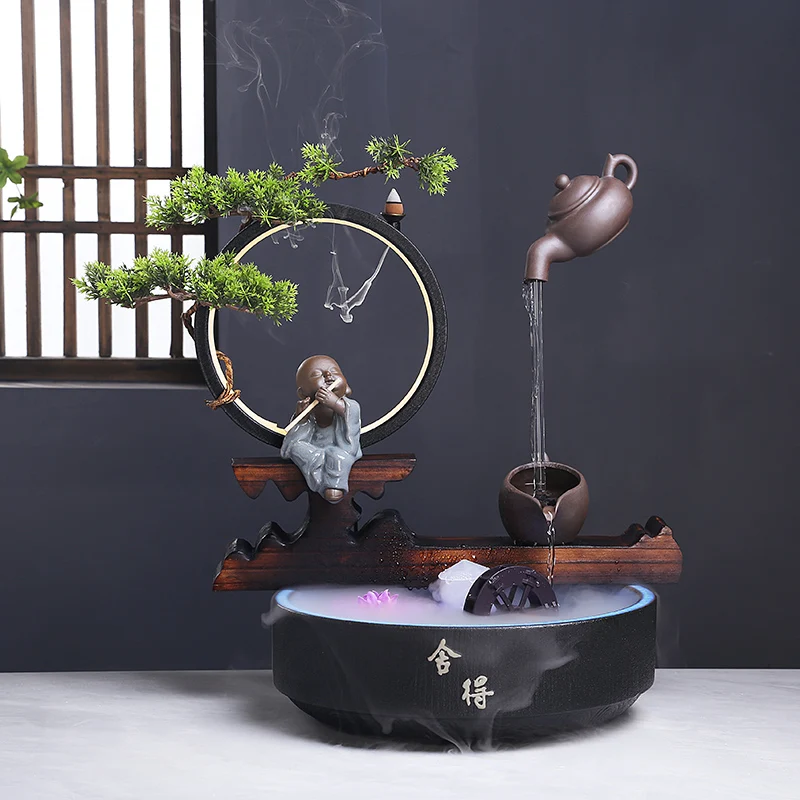 

Creative Living Room Fountain Water Humidifier deng quan Fortune Furnishings Desktop Fish Tank Decoration Opening Gifts