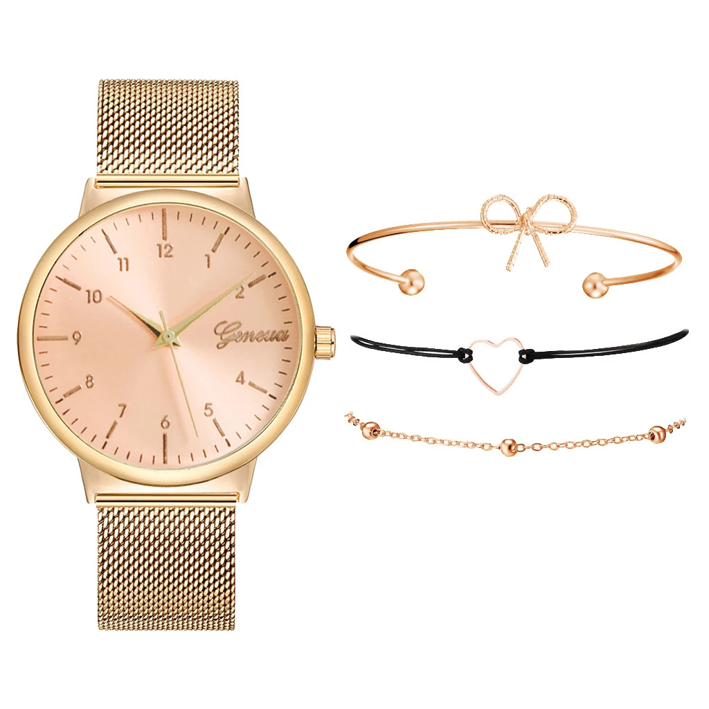 

4pcs Set Women Bracelet Watches Simple Wrist Watch Luxury Clock For Women Quartz Ladies Bracelet Watch Gifts Relogio mujer