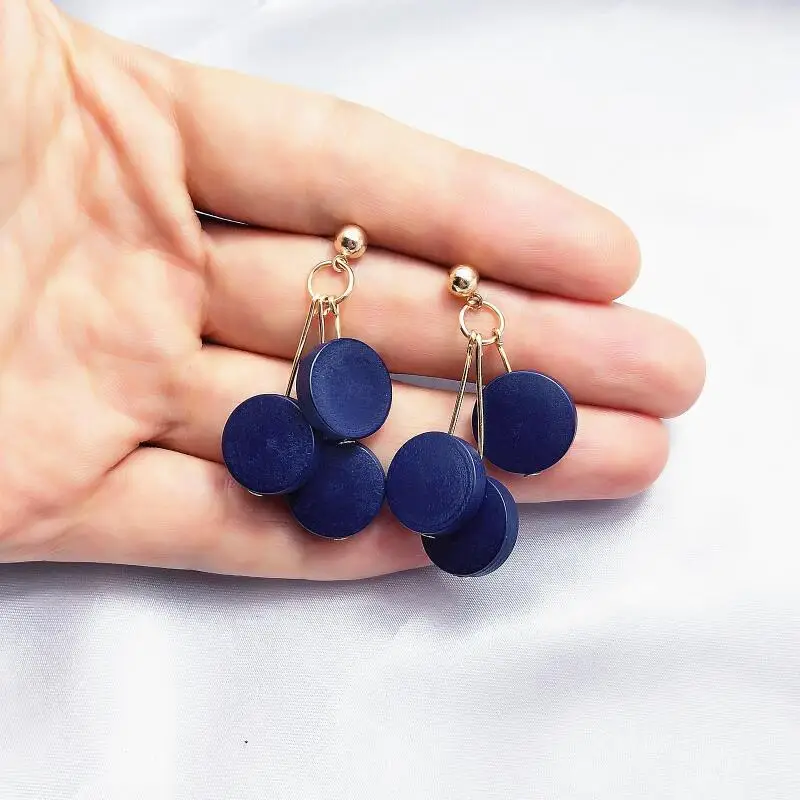 

New Earrings Hot Sale Three Wheels Wooden Hanging Earrings Fashion Party Girl Jewelry Personality Earrings Women's