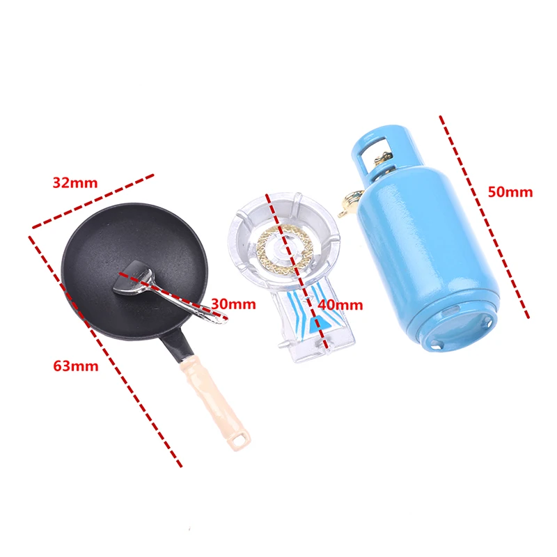 

4Pcs/Set 1/12 Dollhouse Miniature Kitchen Alloy Gas Stove Tank Utensils Tool Toy Dollhouse Utensil Toy For Kids