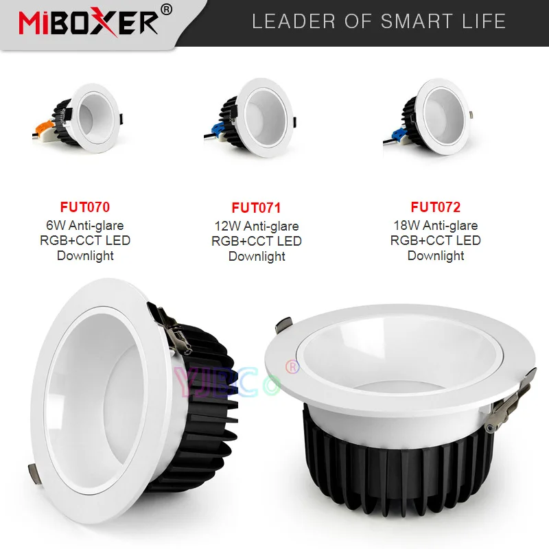 

Miboxer Новинка 6 Вт 12 Вт 18 Вт антибликовый RGB + CCT Светодиодный Светильник направленного света AC100 ~ 240 В приглушаемый умный светодиодный потолочн...