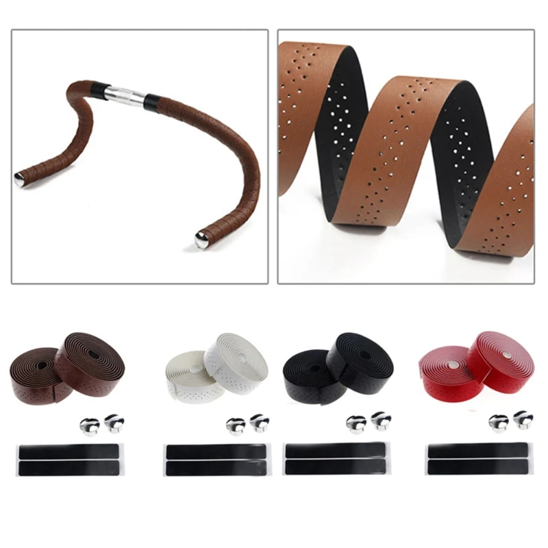 

Bike Cycling Bicycle Sports Handlebar Tape Faux Leather Wrap Bar Plug Non-slip Road Sports Bike Handle Wraps
