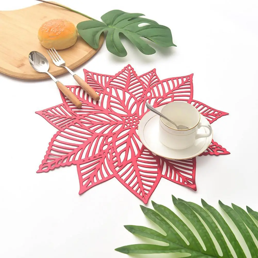 

Table Mat Place Mat Snowflake Pattern Heat Insulation PVC Mugs Plates Coaster Pad Bowl Home Christmas Decoration