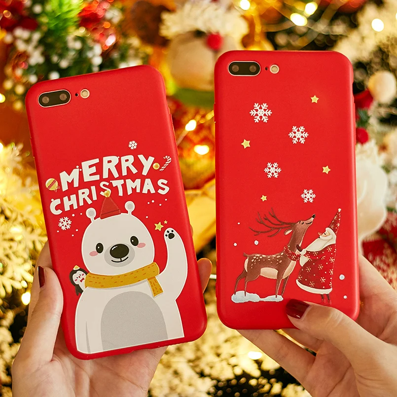 Рождественский чехол для iPhone 6 6s 7 8 Plus силиконовый Санта Клаус с лосем X XR XS Max