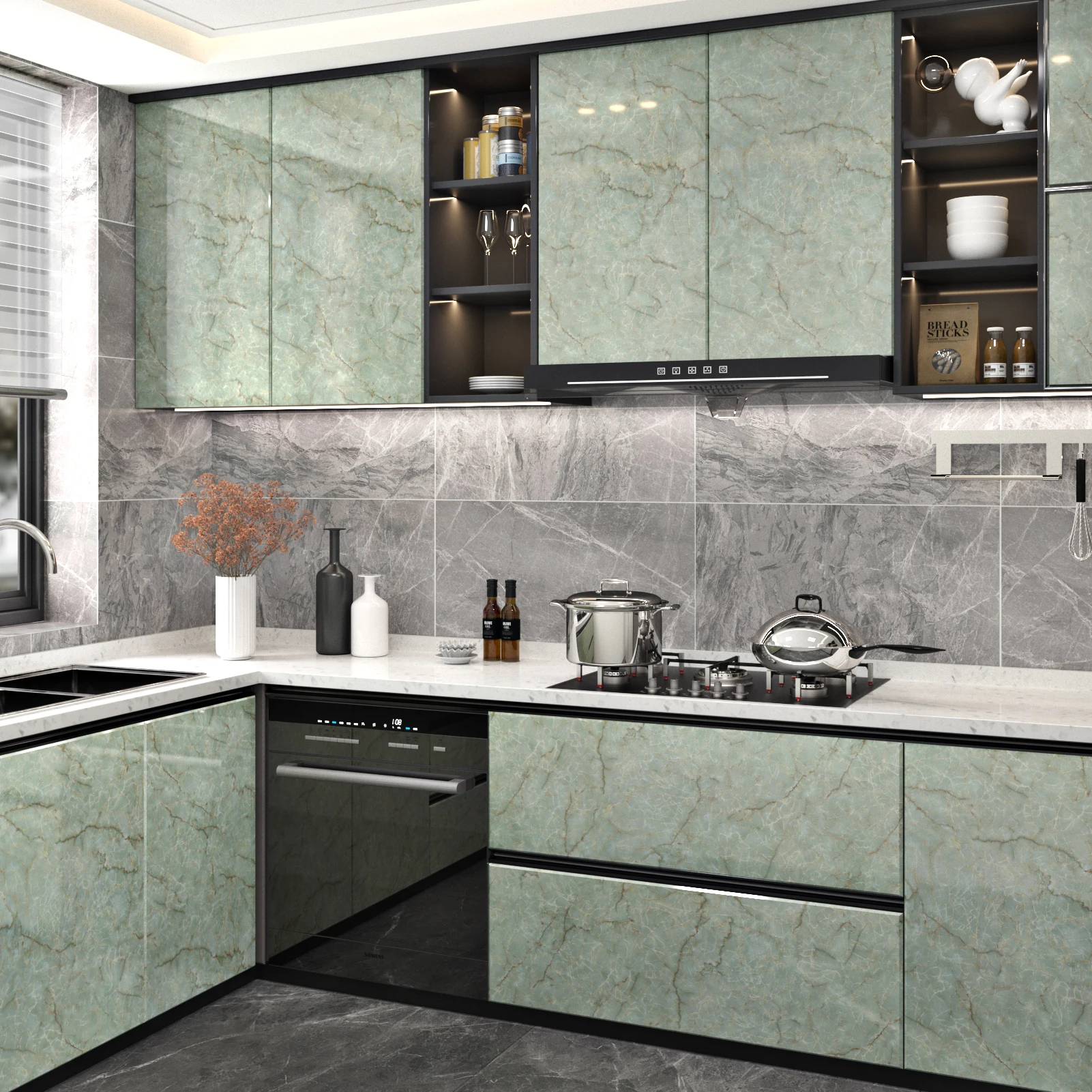 

Marble Wallpaper Home Decoration Kitchen Self-adhesive Oil-proof Wall Stickers Multicolor Cabinet Countertop Renovation Stickers